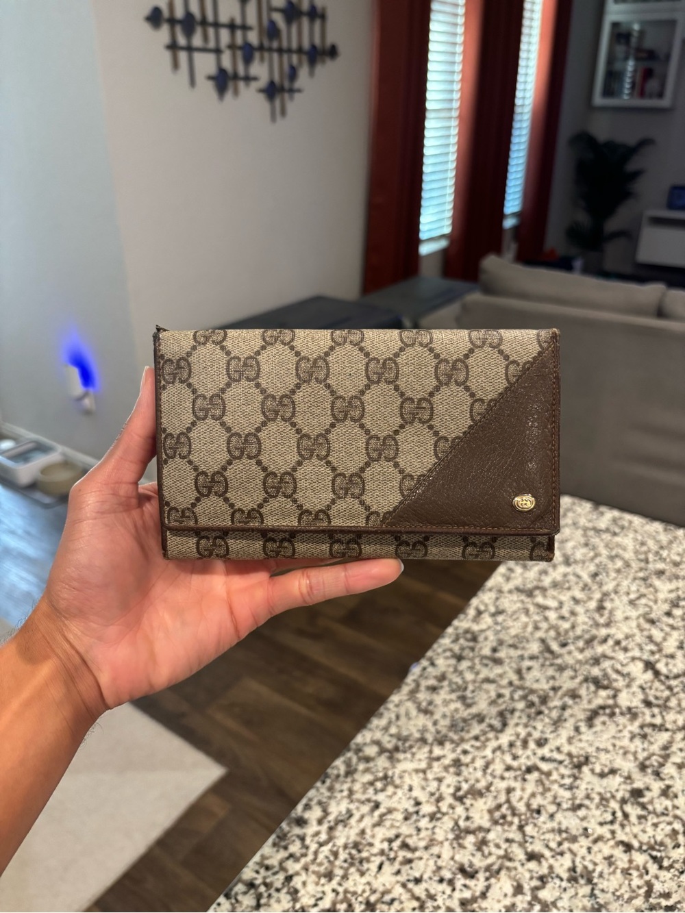 Gucci Monogram Long Wallet | Brown/Beige | Small